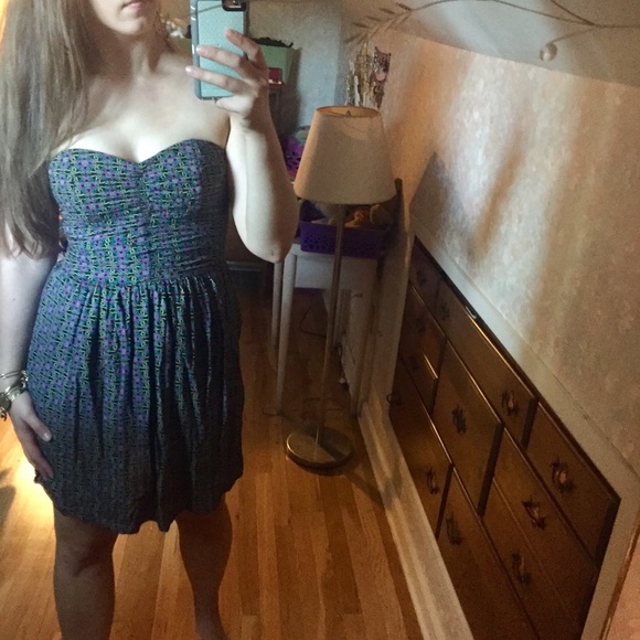 Multicolor Print Strapless Sun Dress with Pockets! - Picture 6 of 7